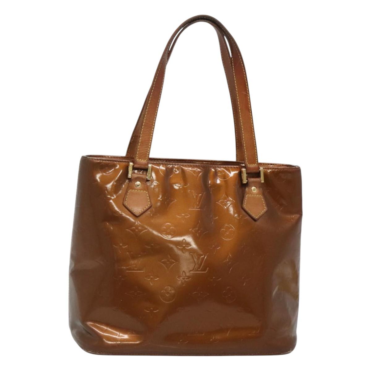 LOUIS VUITTON Monogram Vernis Houston Hand Bag Bronze M91122 LV Auth kk480