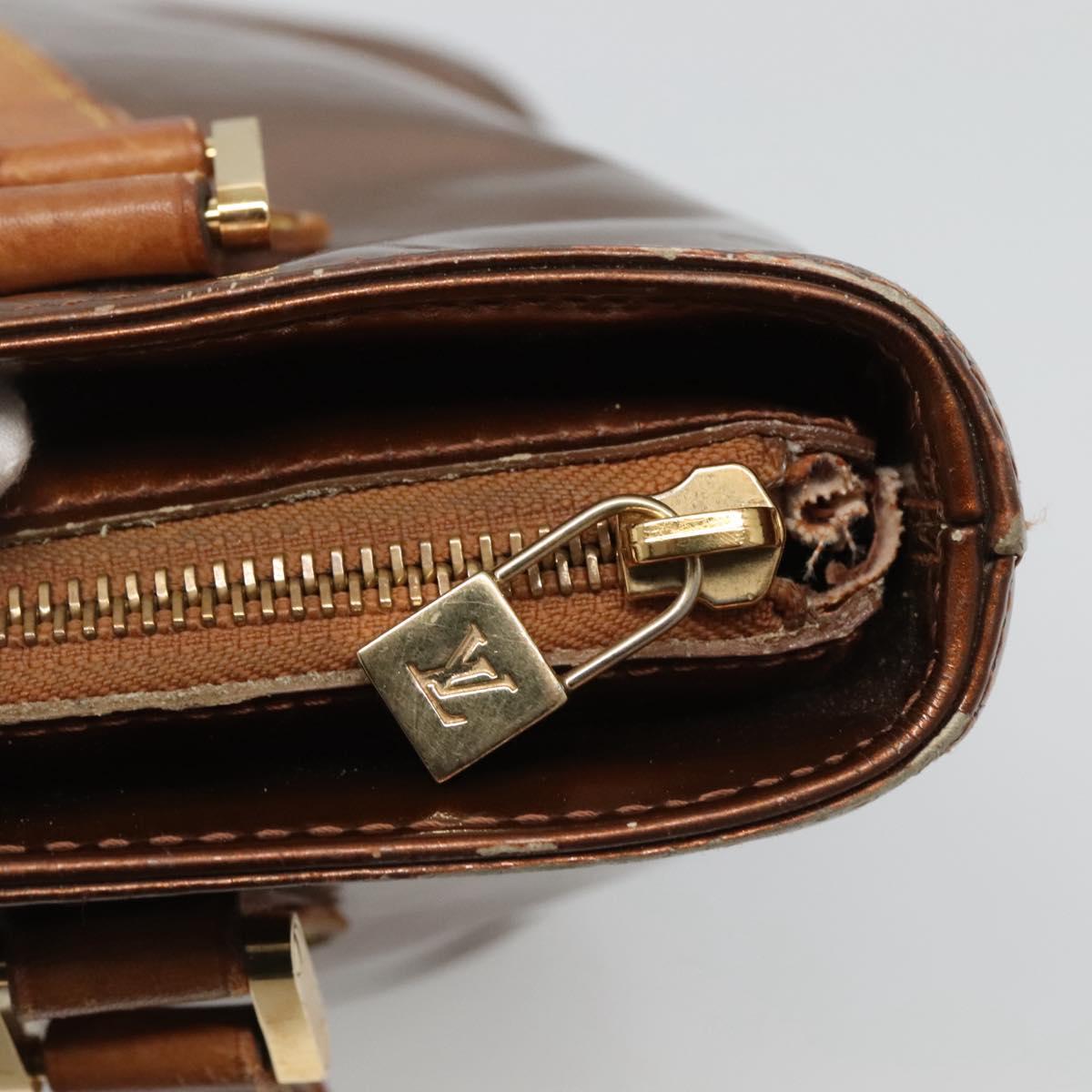LOUIS VUITTON Monogram Vernis Houston Hand Bag Bronze M91122 LV Auth kk480