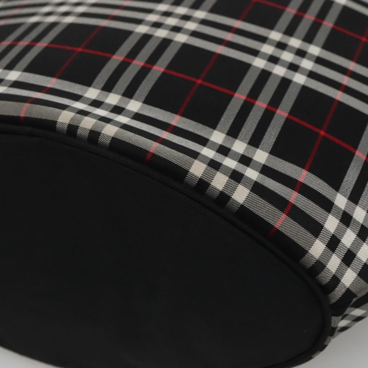 Burberrys Nova Check Hand Bag Nylon Black Silver Auth kk484