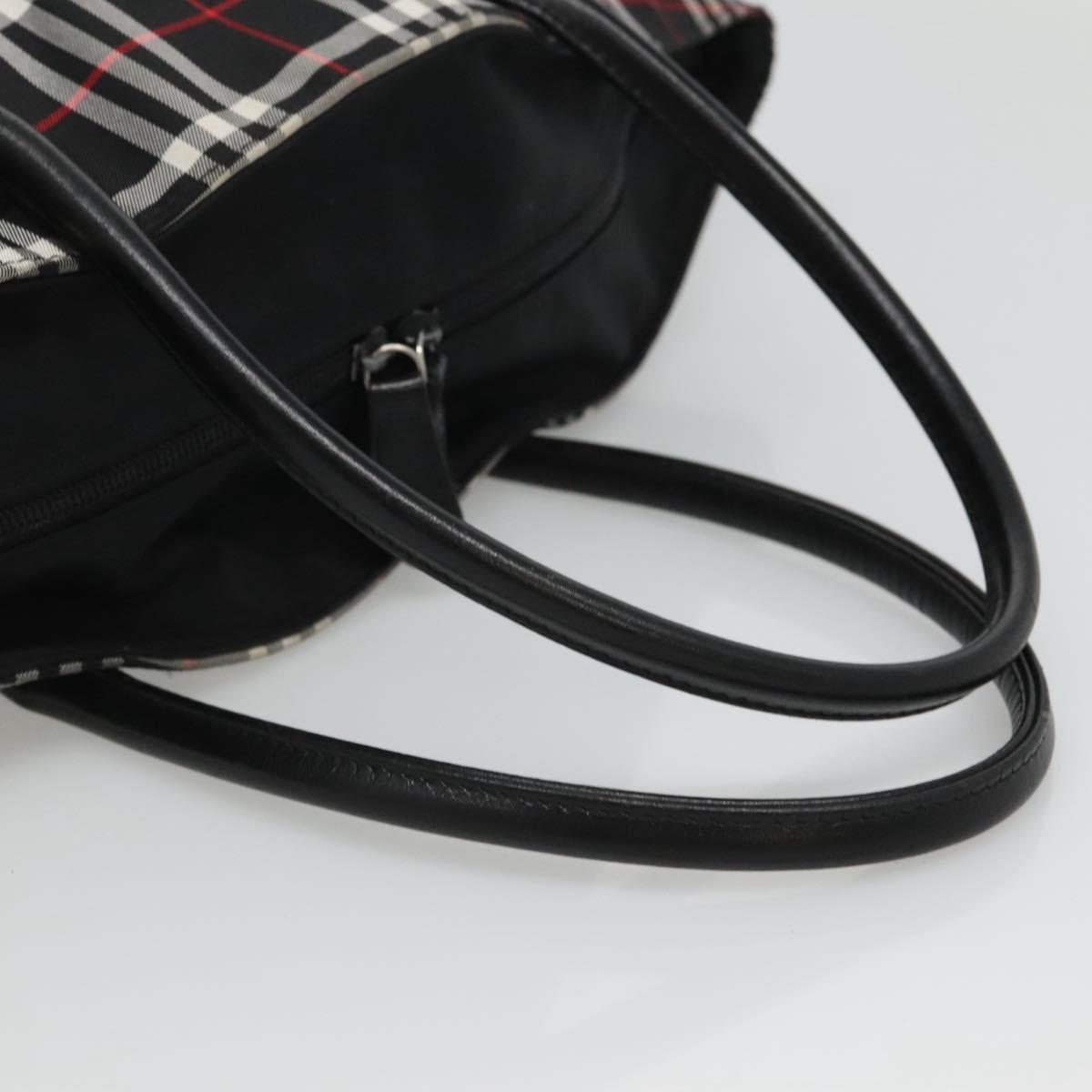 Burberrys Nova Check Hand Bag Nylon Black Silver Auth kk484