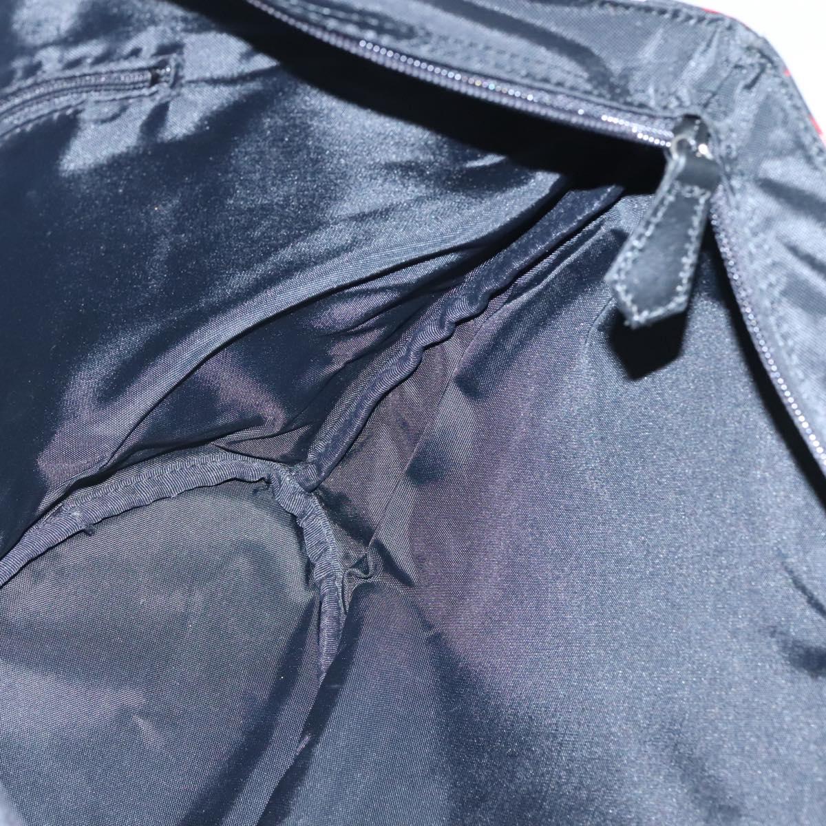 Burberrys Nova Check Blue Label Tote Bag Nylon Black Silver Auth kk486