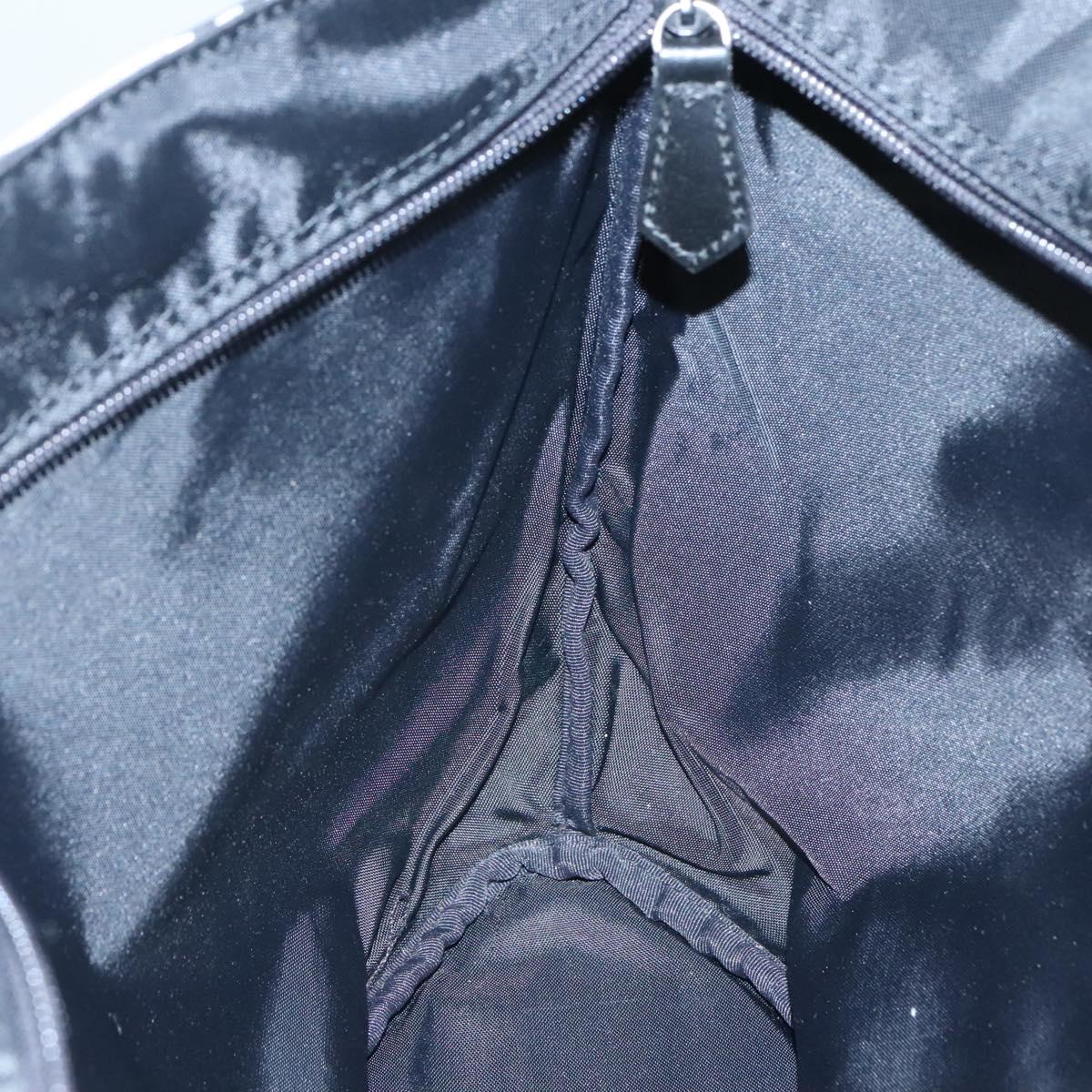 Burberrys Nova Check Blue Label Tote Bag Nylon Black Silver Auth kk486