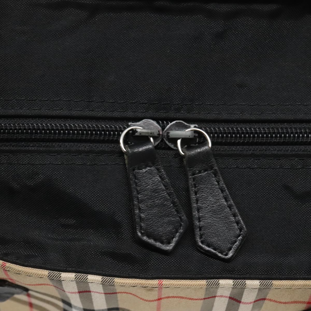 Burberrys Nova Check Blue Label Tote Bag Nylon Beige Silver Auth kk487