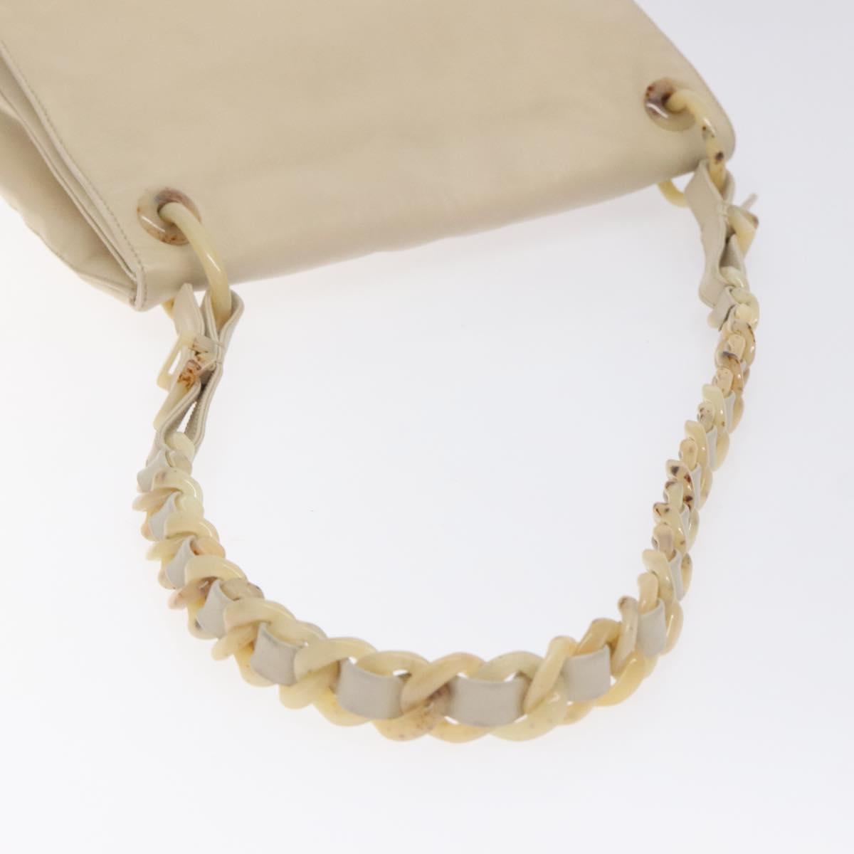 PRADA Shoulder Bag Leather Beige Auth kk506