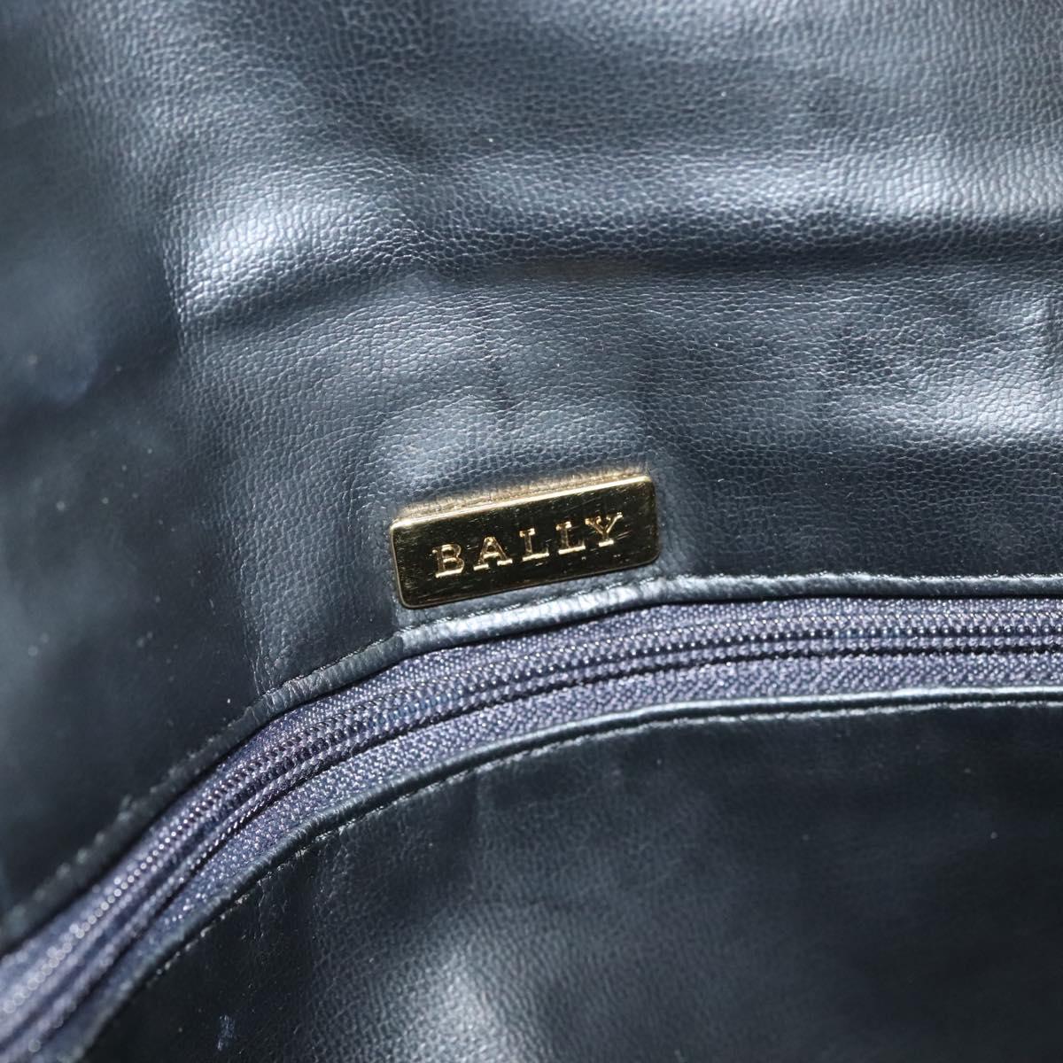 BALLY Chain Shoulder Bag Leather Black Gold Auth kk523
