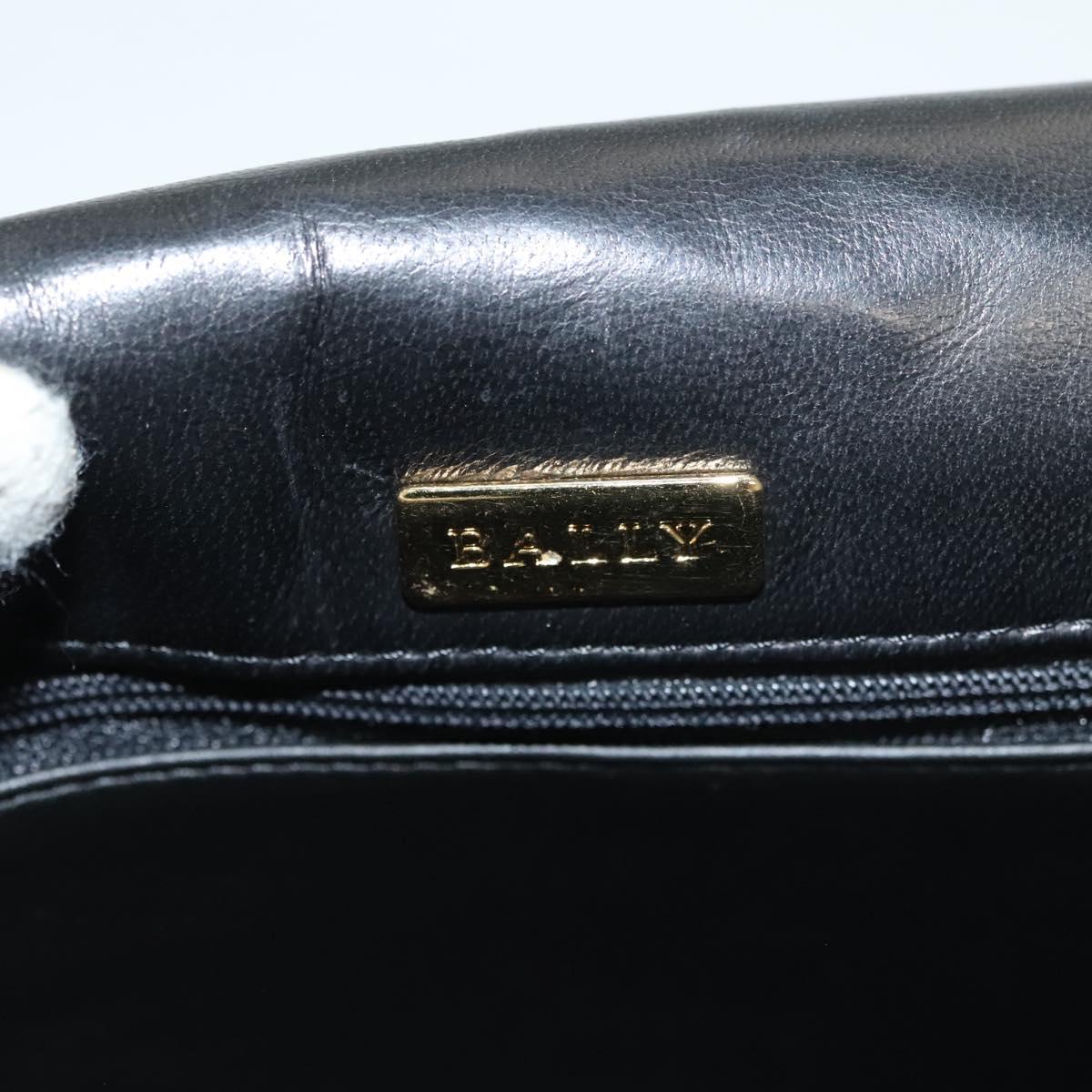 BALLY Chain Shoulder Bag Leather Black Gold Auth kk524