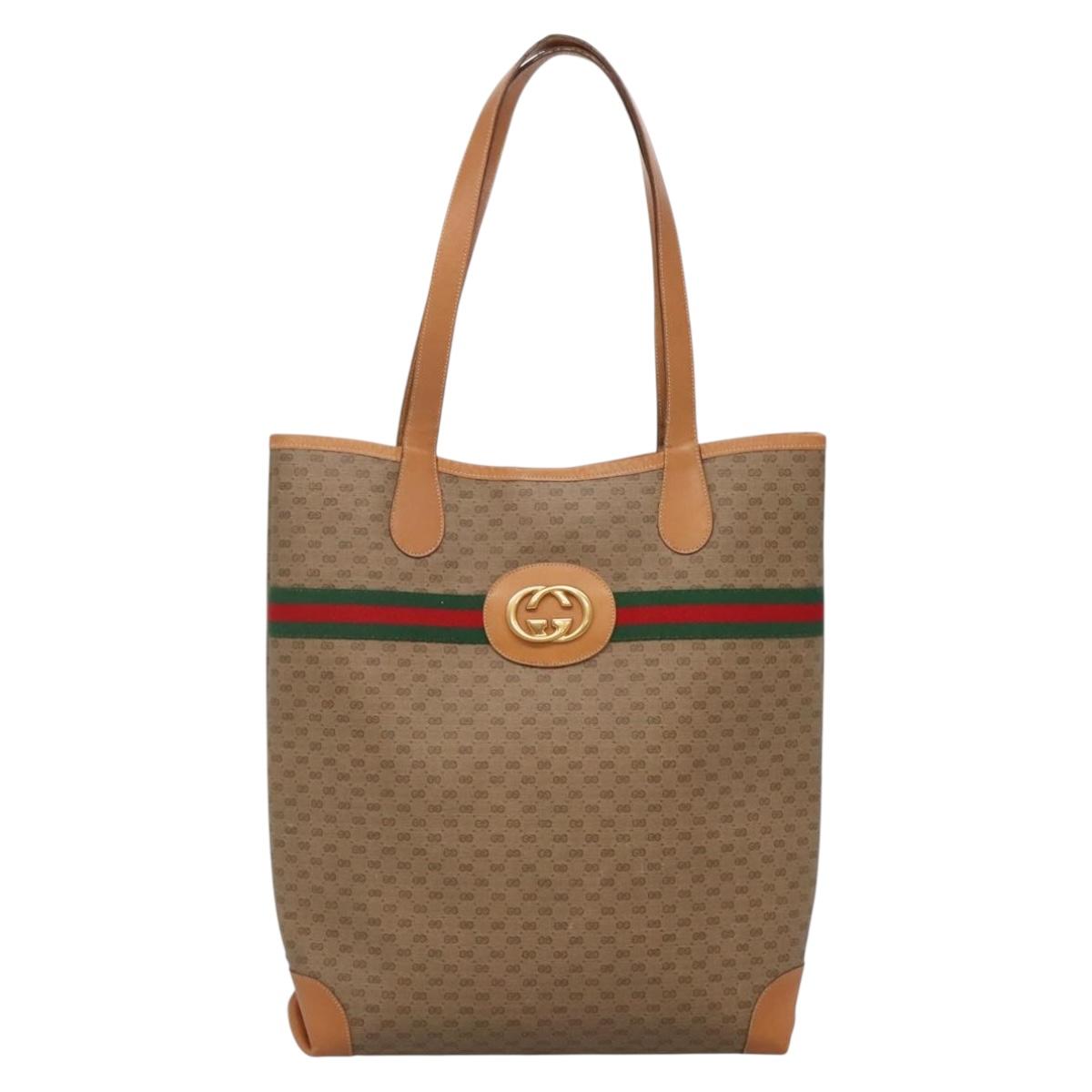 GUCCI Micro GG Supreme Web Sherry Line Bag PVC Beige 002 904 0131 Auth kk538