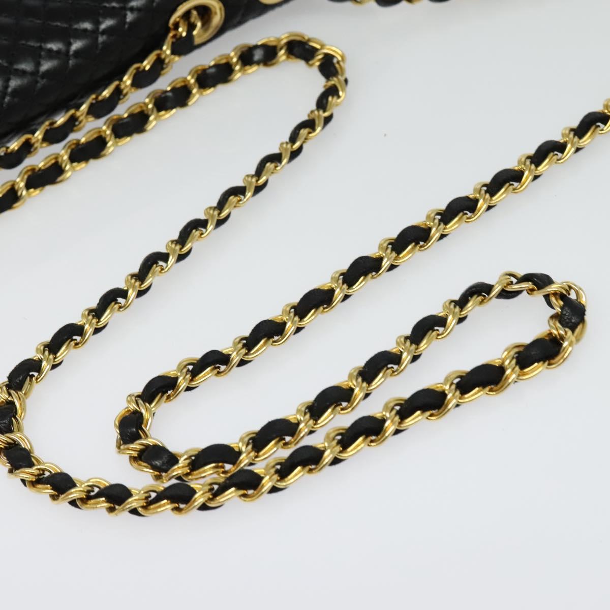 BALLY Chain Shoulder Bag Leather Black Gold Auth kk543