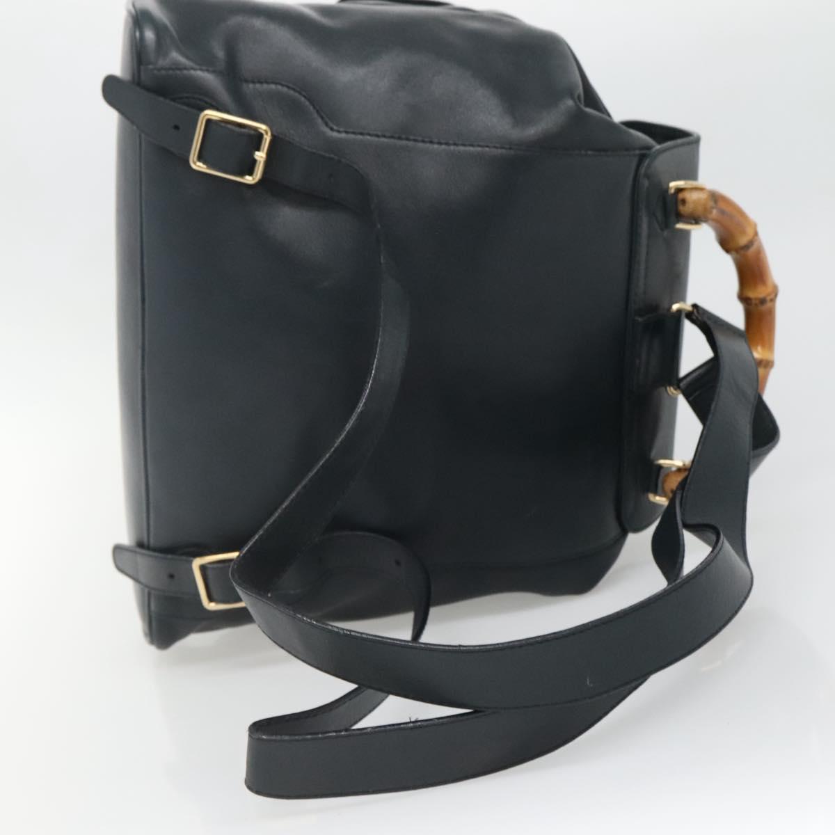 GUCCI Bamboo Backpack Leather Green Gold 003 2058 0016 Auth kk545