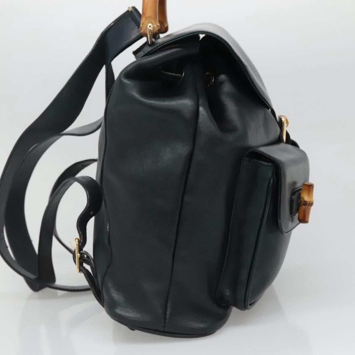 GUCCI Bamboo Backpack Leather Green Gold 003 2058 0016 Auth kk545