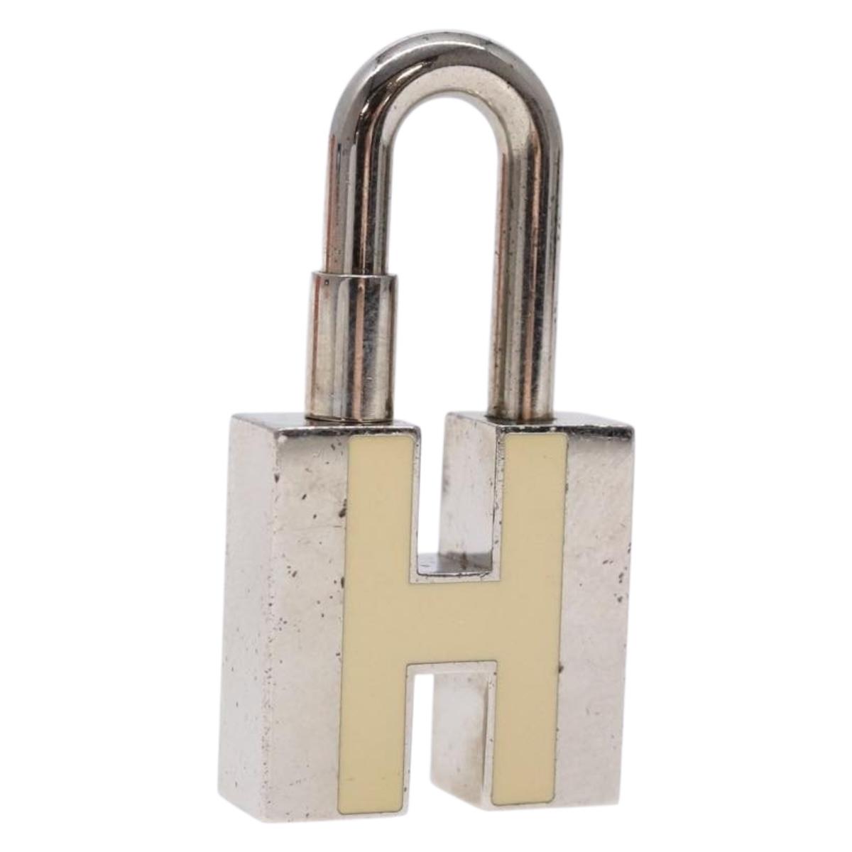 HERMES H Logo Cadena Charm metal Silver Auth kk547