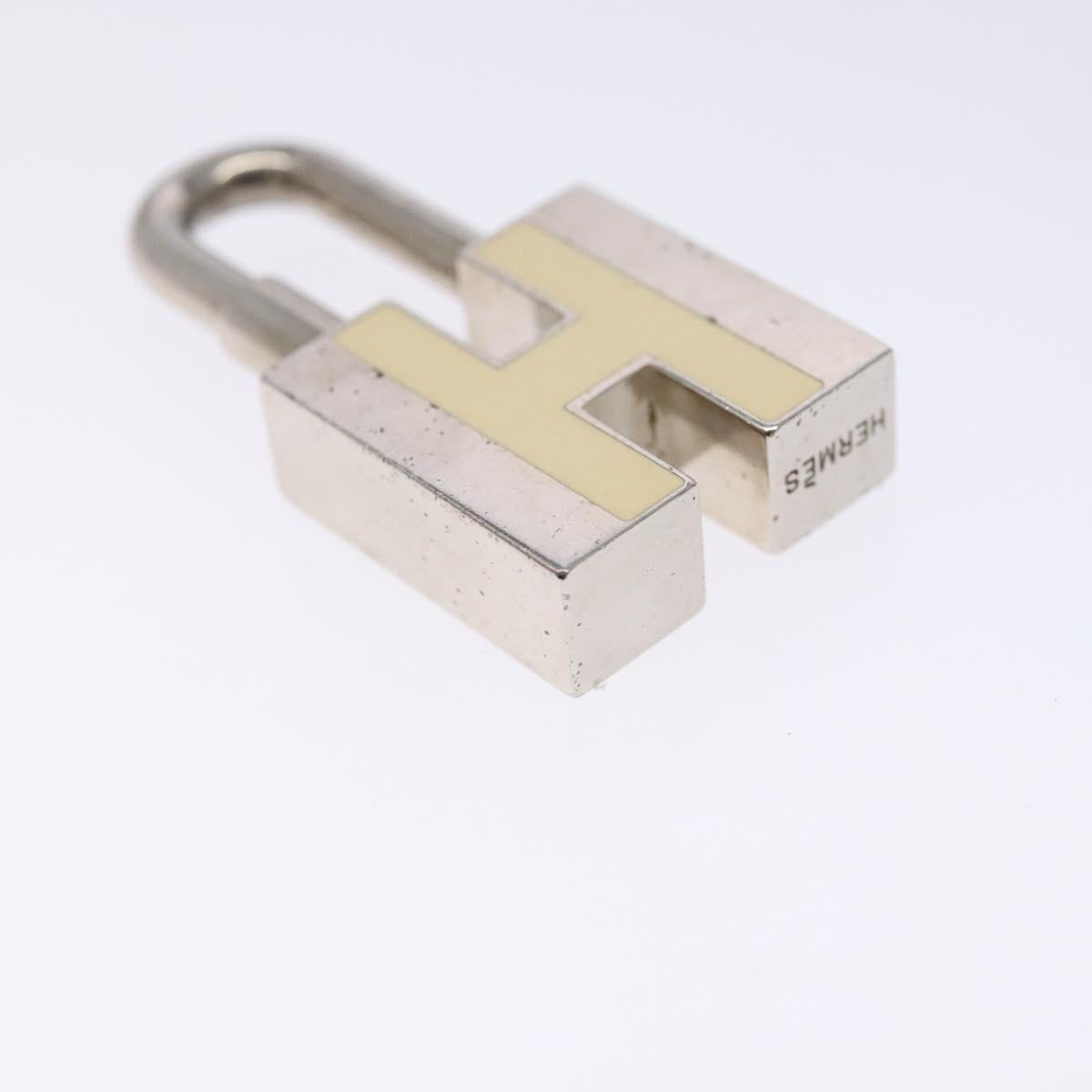 HERMES H Logo Cadena Charm metal Silver Auth kk547