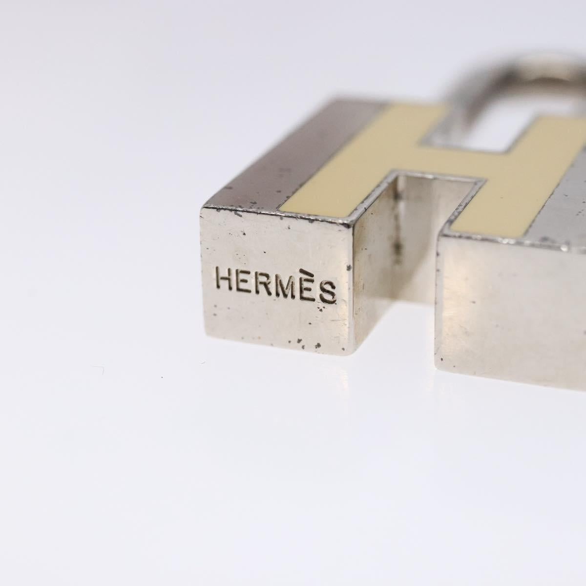 HERMES H Logo Cadena Charm metal Silver Auth kk547