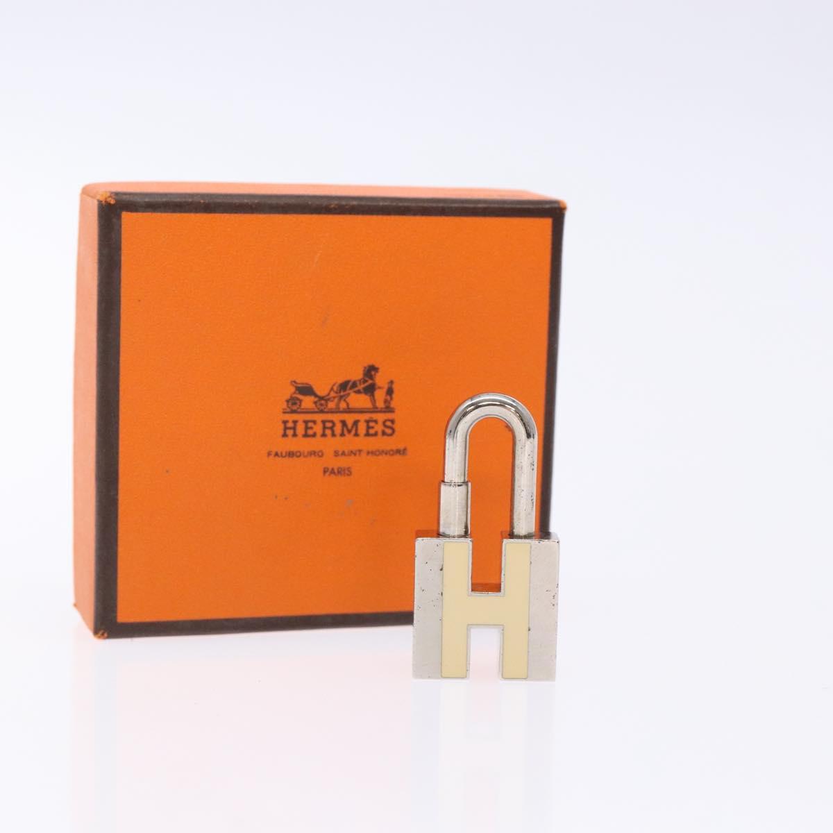 HERMES H Logo Cadena Charm metal Silver Auth kk547