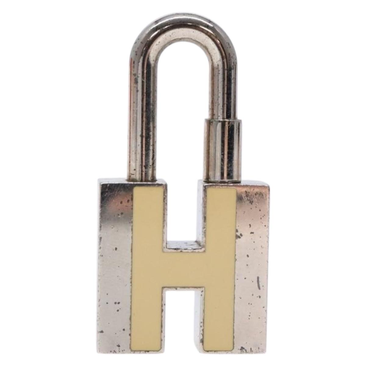 HERMES H Logo Cadena Charm metal Silver Auth kk547