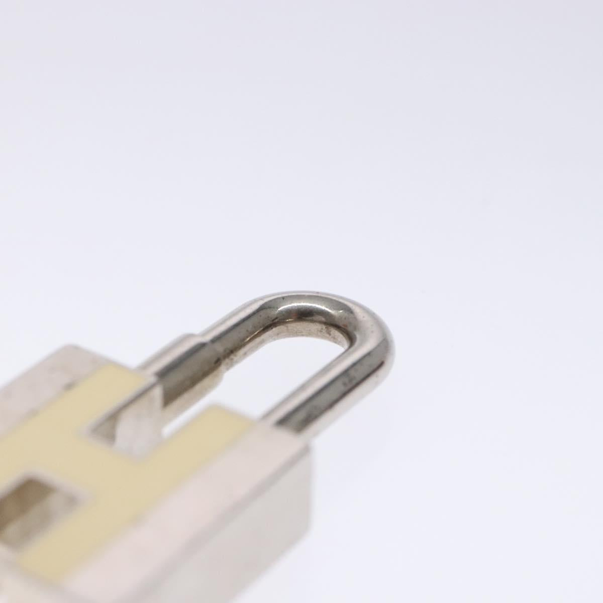 HERMES H Logo Cadena Charm metal Silver Auth kk547