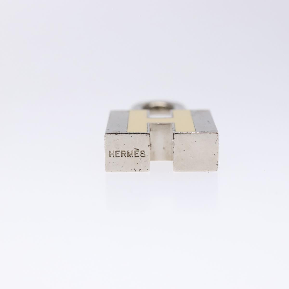 HERMES H Logo Cadena Charm metal Silver Auth kk547