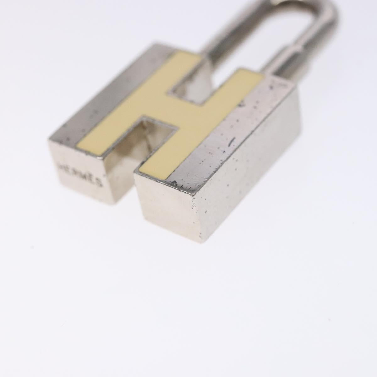 HERMES H Logo Cadena Charm metal Silver Auth kk547