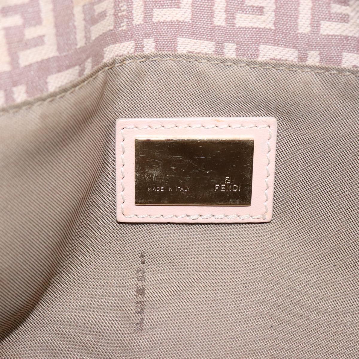 FENDI Zucchino Canvas Hand Bag Beige Gold Auth kk549