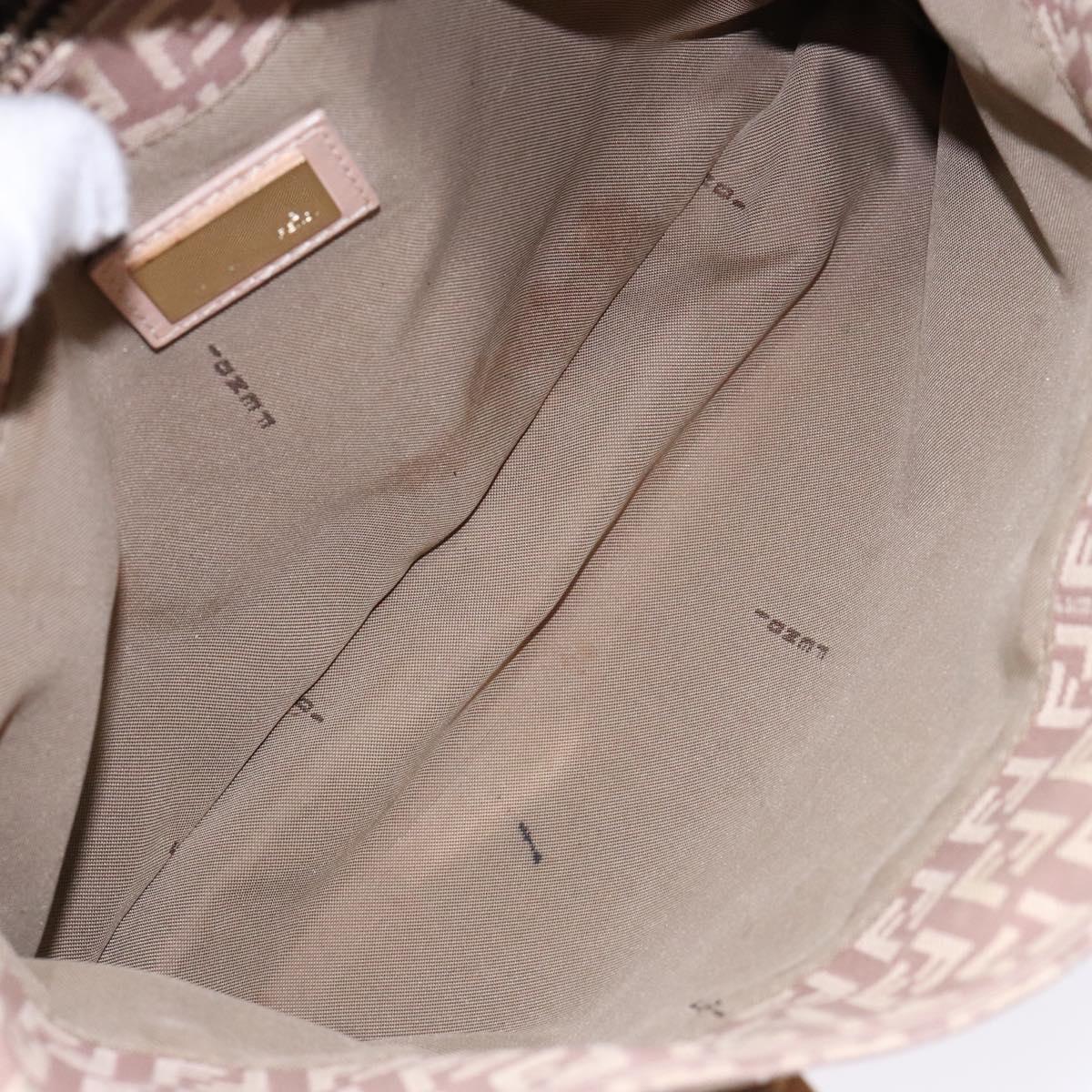 FENDI Zucchino Canvas Hand Bag Beige Gold Auth kk549