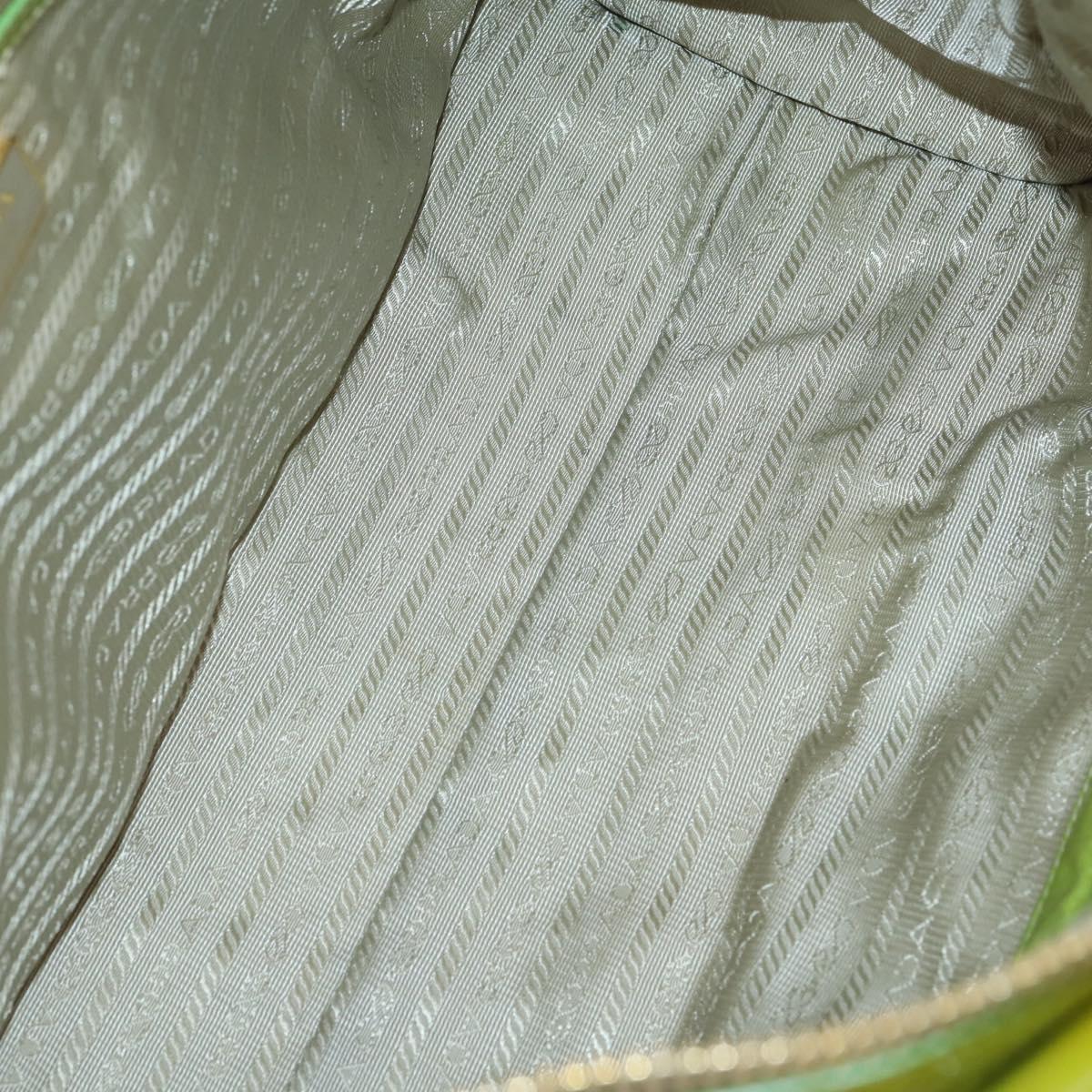 PRADA Hand Bag Enamel 2way Green Gold Auth kk555