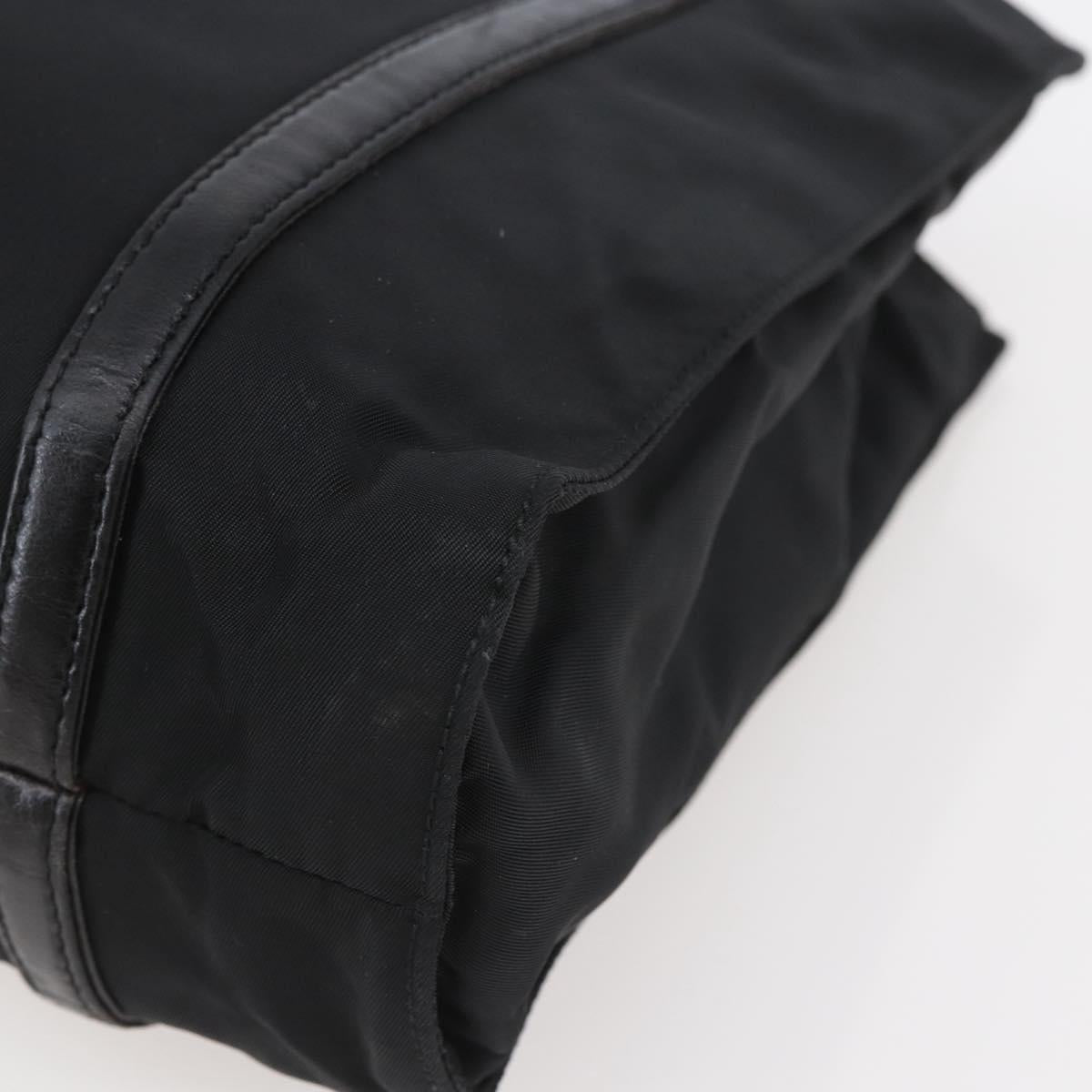 PRADA Shoulder Bag Nylon Leather Black Silver Auth kk556