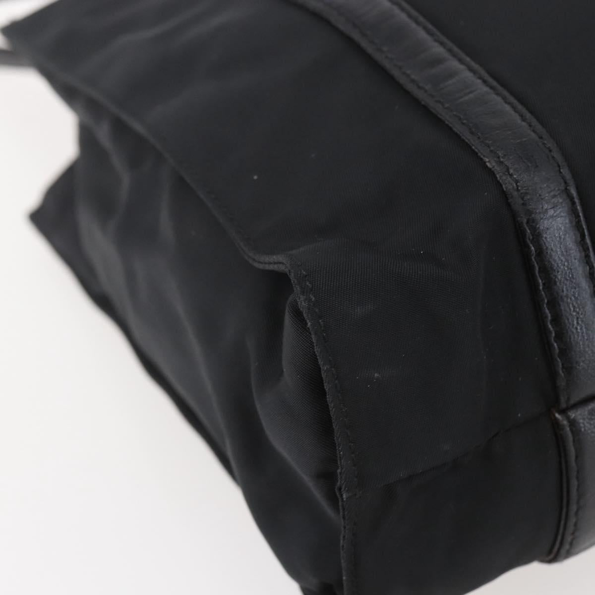 PRADA Shoulder Bag Nylon Leather Black Silver Auth kk556