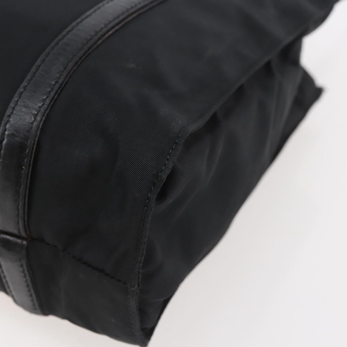 PRADA Shoulder Bag Nylon Leather Black Silver Auth kk556