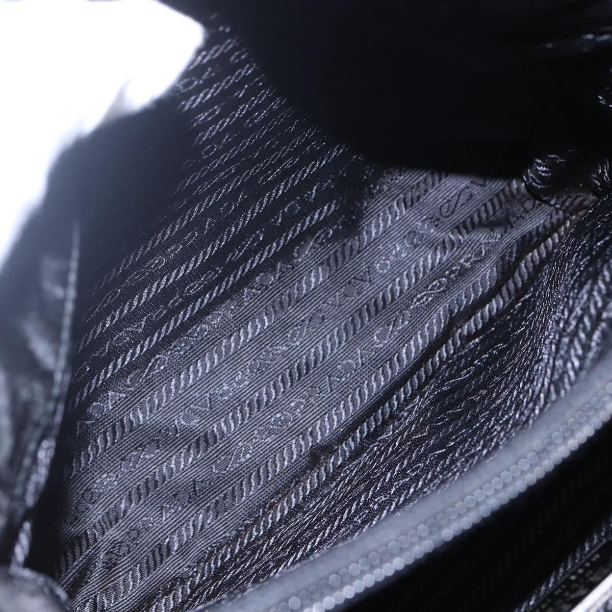 PRADA Shoulder Bag Nylon Leather Black Silver Auth kk556