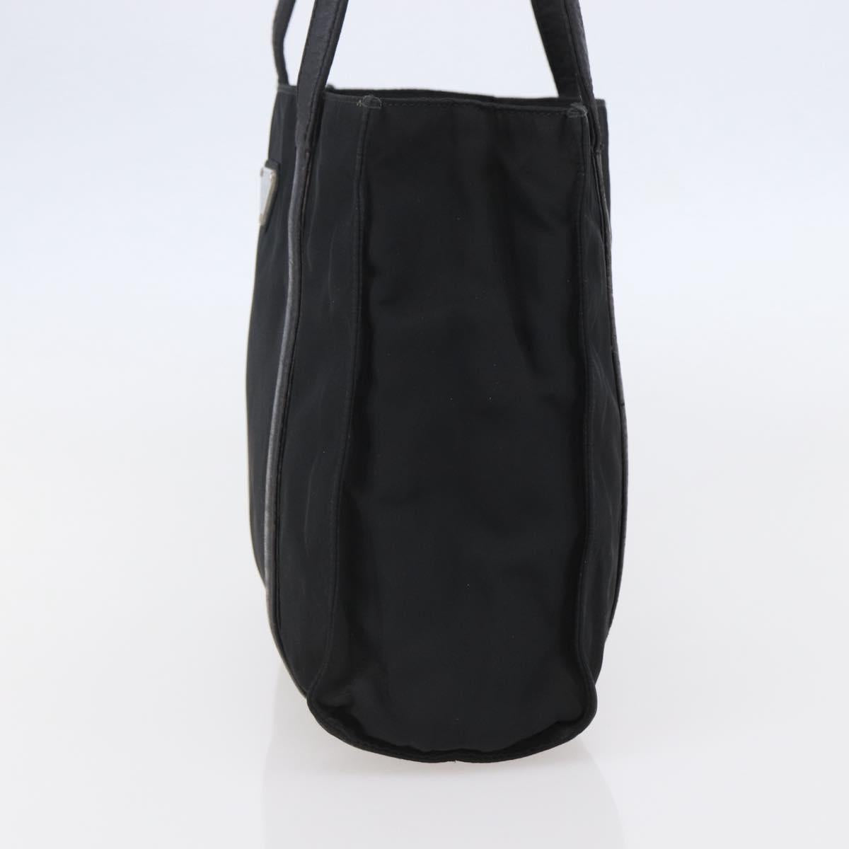 PRADA Shoulder Bag Nylon Leather Black Silver Auth kk556