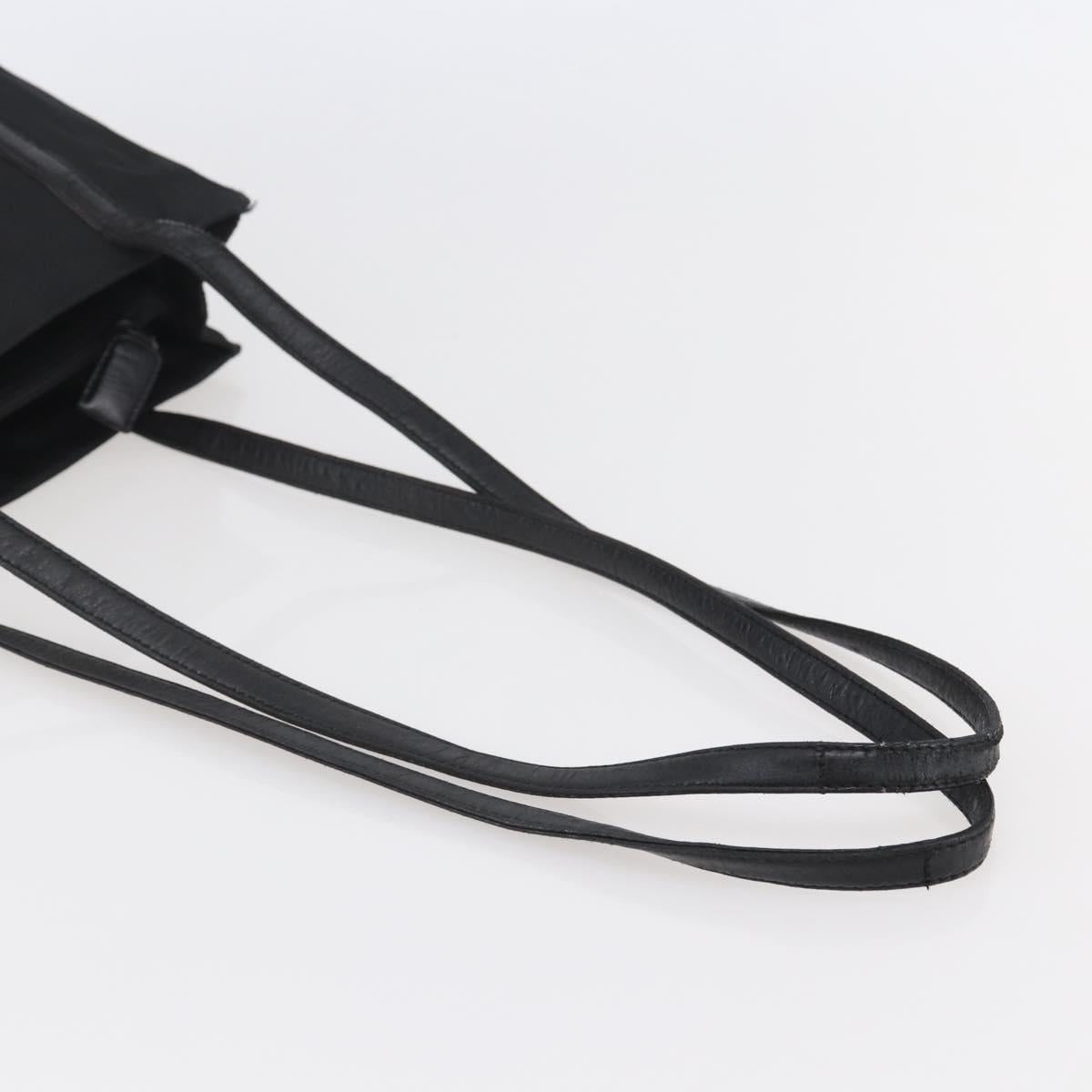 PRADA Shoulder Bag Nylon Leather Black Silver Auth kk556