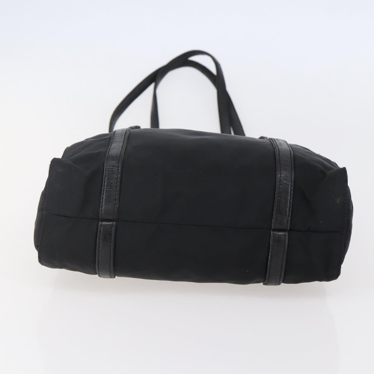 PRADA Shoulder Bag Nylon Leather Black Silver Auth kk556