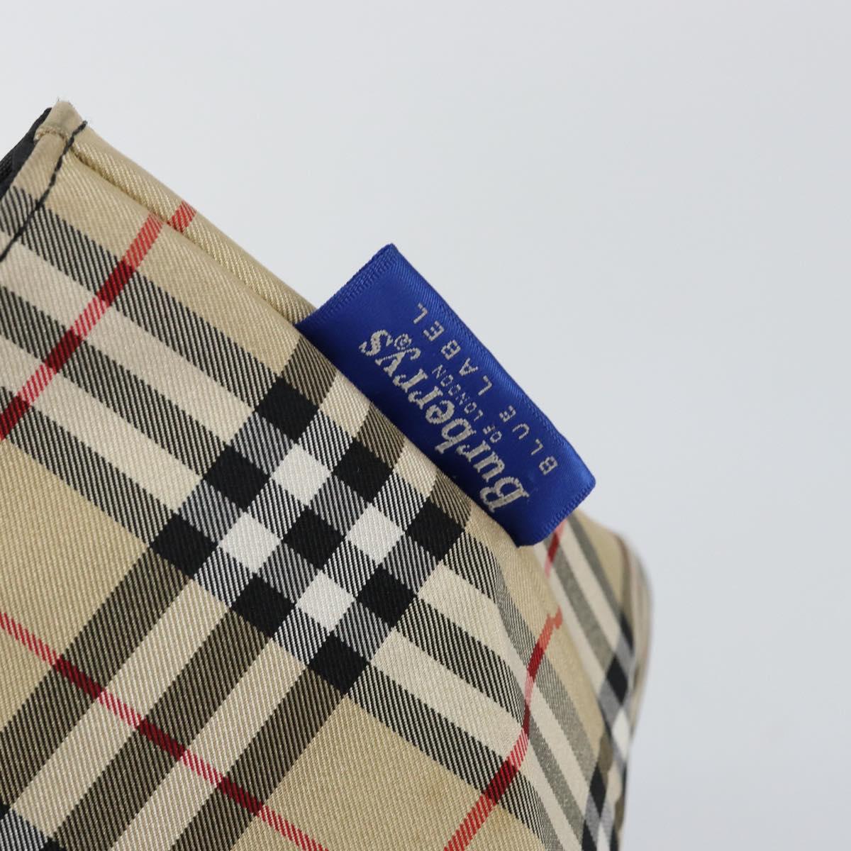 Burberrys Nova Check Blue Label Hand Bag Nylon Beige Silver Auth kk557