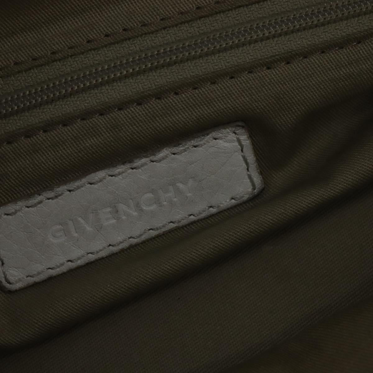 GIVENCHY Hand Bag Leather 2way Gold White Auth kk559