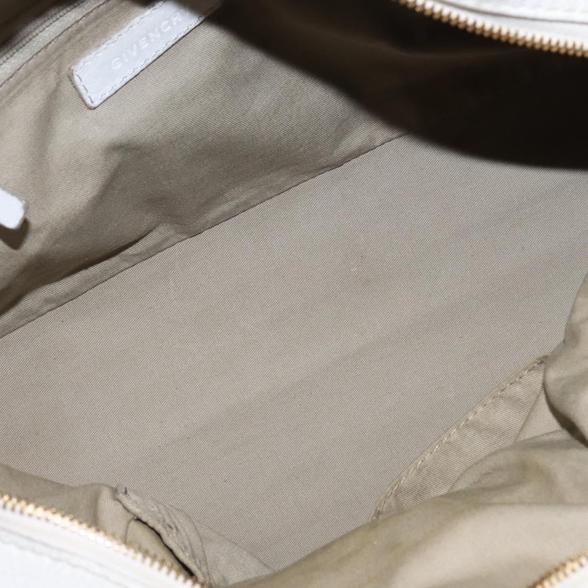 GIVENCHY Hand Bag Leather 2way Gold White Auth kk559