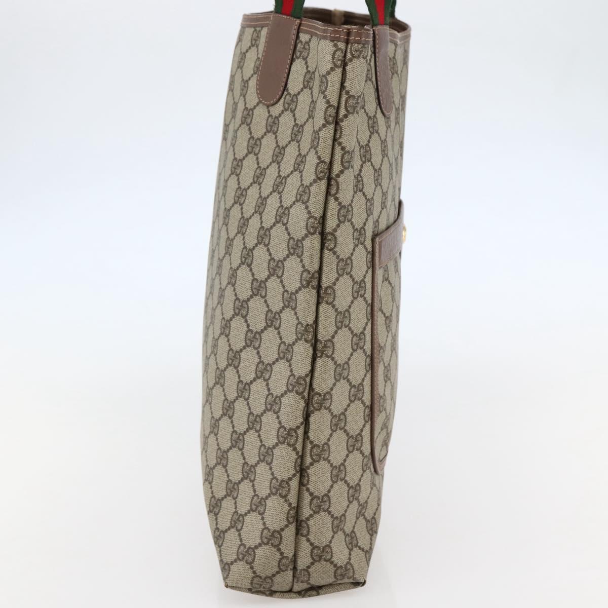 GUCCI GG Supreme Web Sherry Line Tote Bag PVC Beige 002 123 6487 Auth kk562