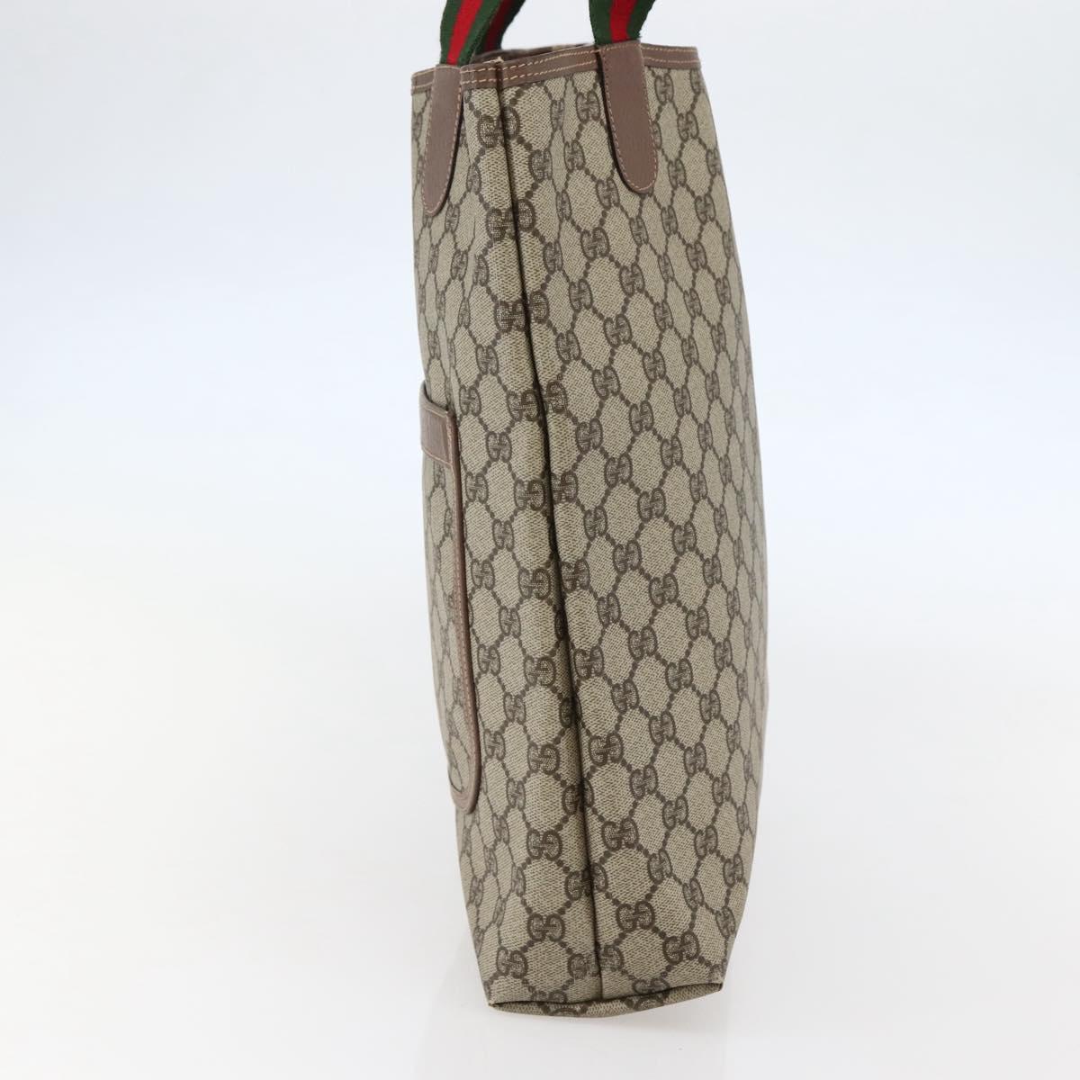 GUCCI GG Supreme Web Sherry Line Tote Bag PVC Beige 002 123 6487 Auth kk562