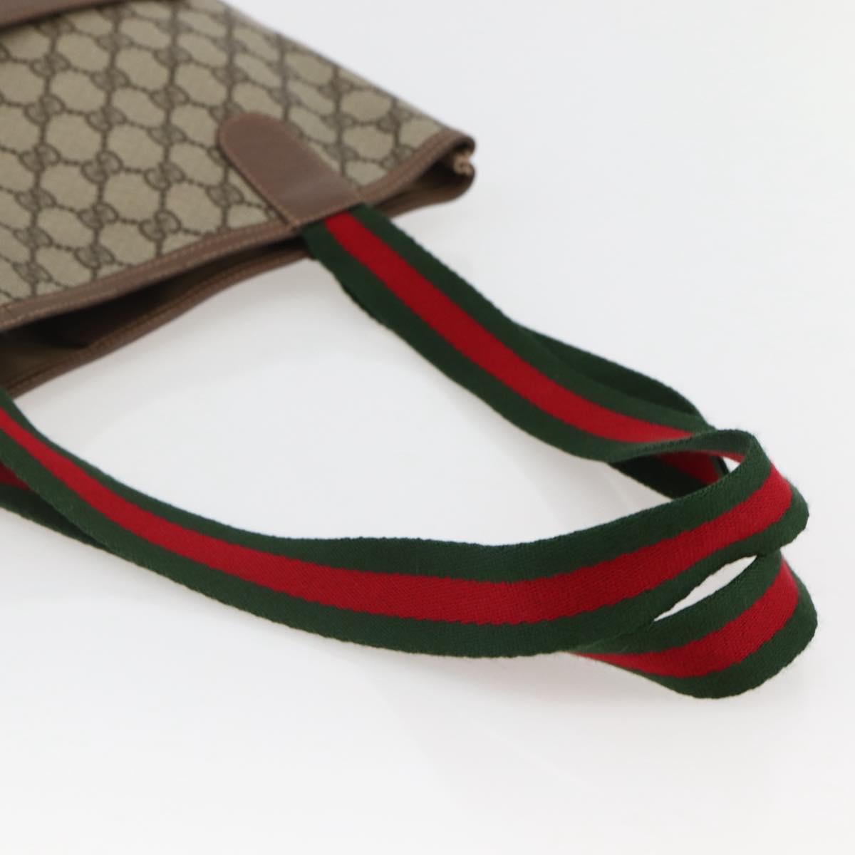 GUCCI GG Supreme Web Sherry Line Tote Bag PVC Beige 002 123 6487 Auth kk562