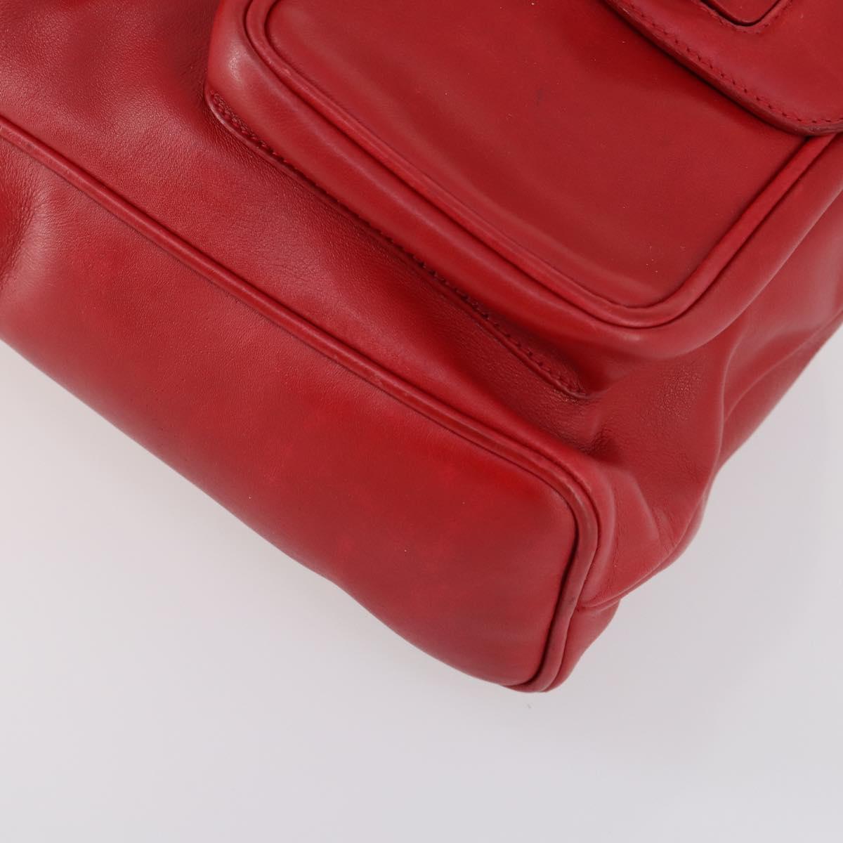 GUCCI Bamboo Backpack Leather Red Gold 003 2058 0016 Auth kk563