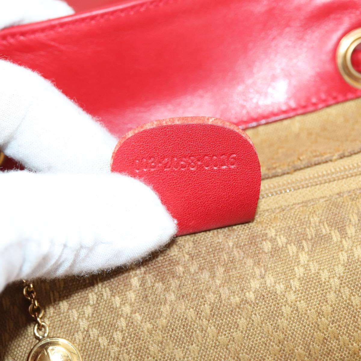 GUCCI Bamboo Backpack Leather Red Gold 003 2058 0016 Auth kk563