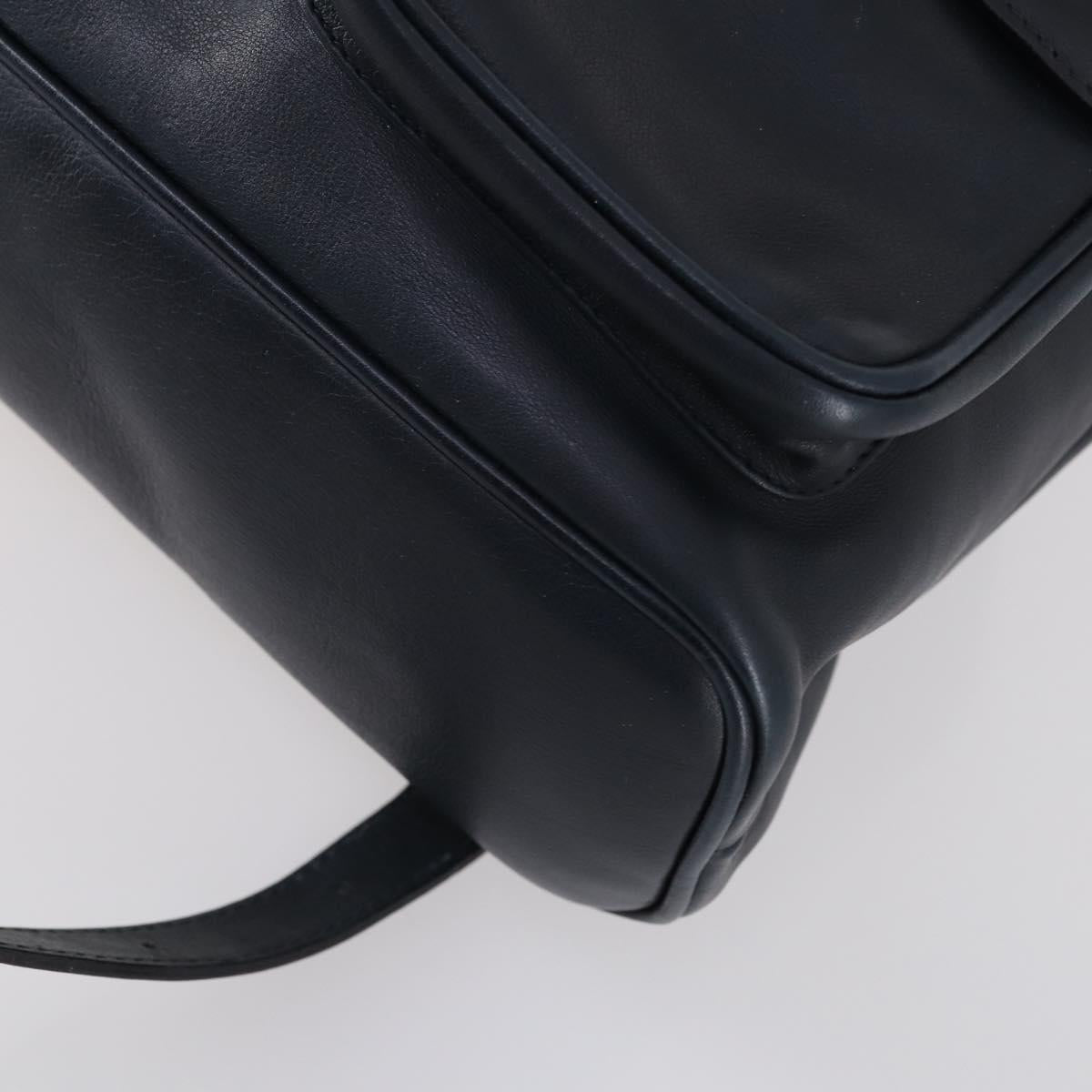 GUCCI Bamboo Backpack Leather Navy Gold 003 2058 0016 Auth kk564