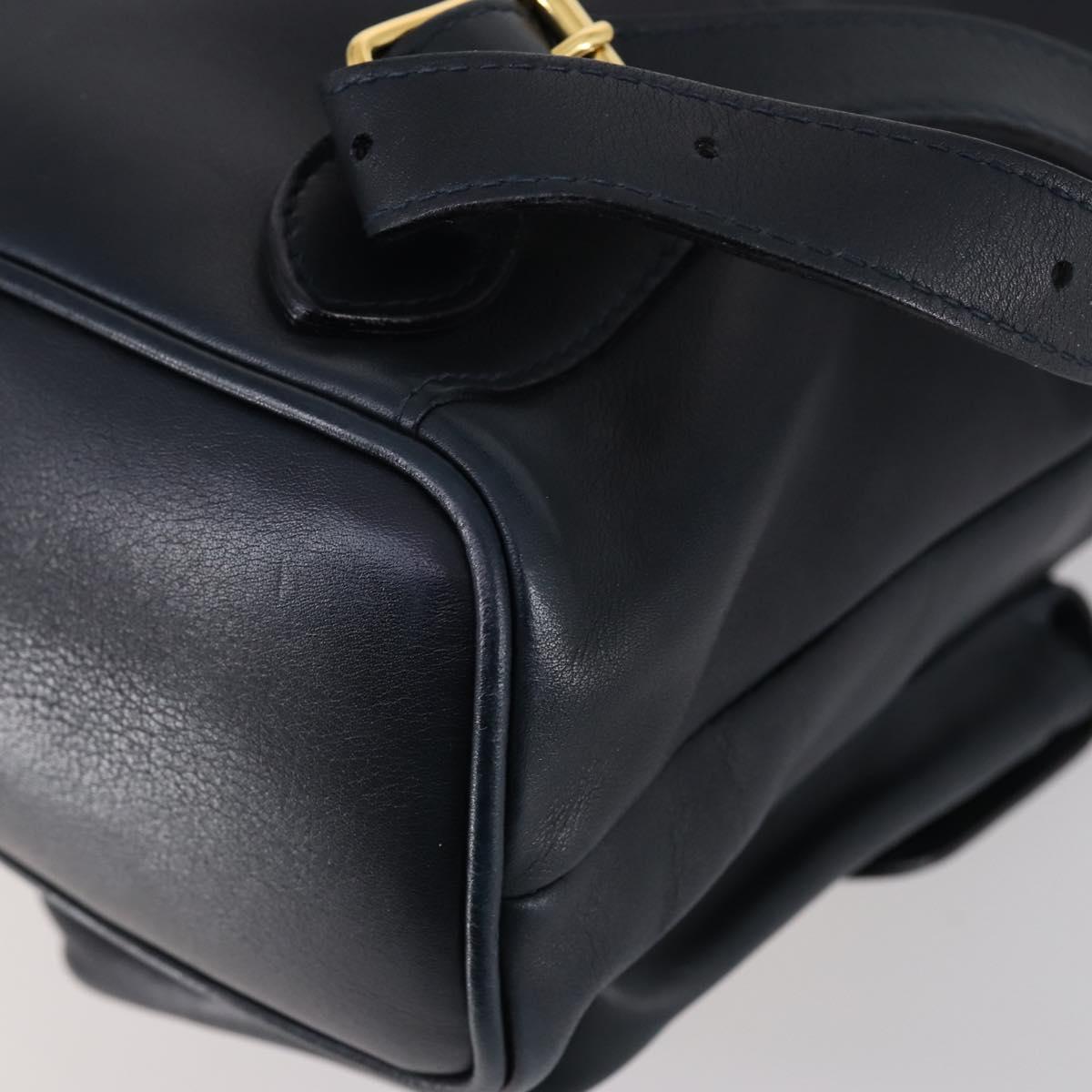 GUCCI Bamboo Backpack Leather Navy Gold 003 2058 0016 Auth kk564