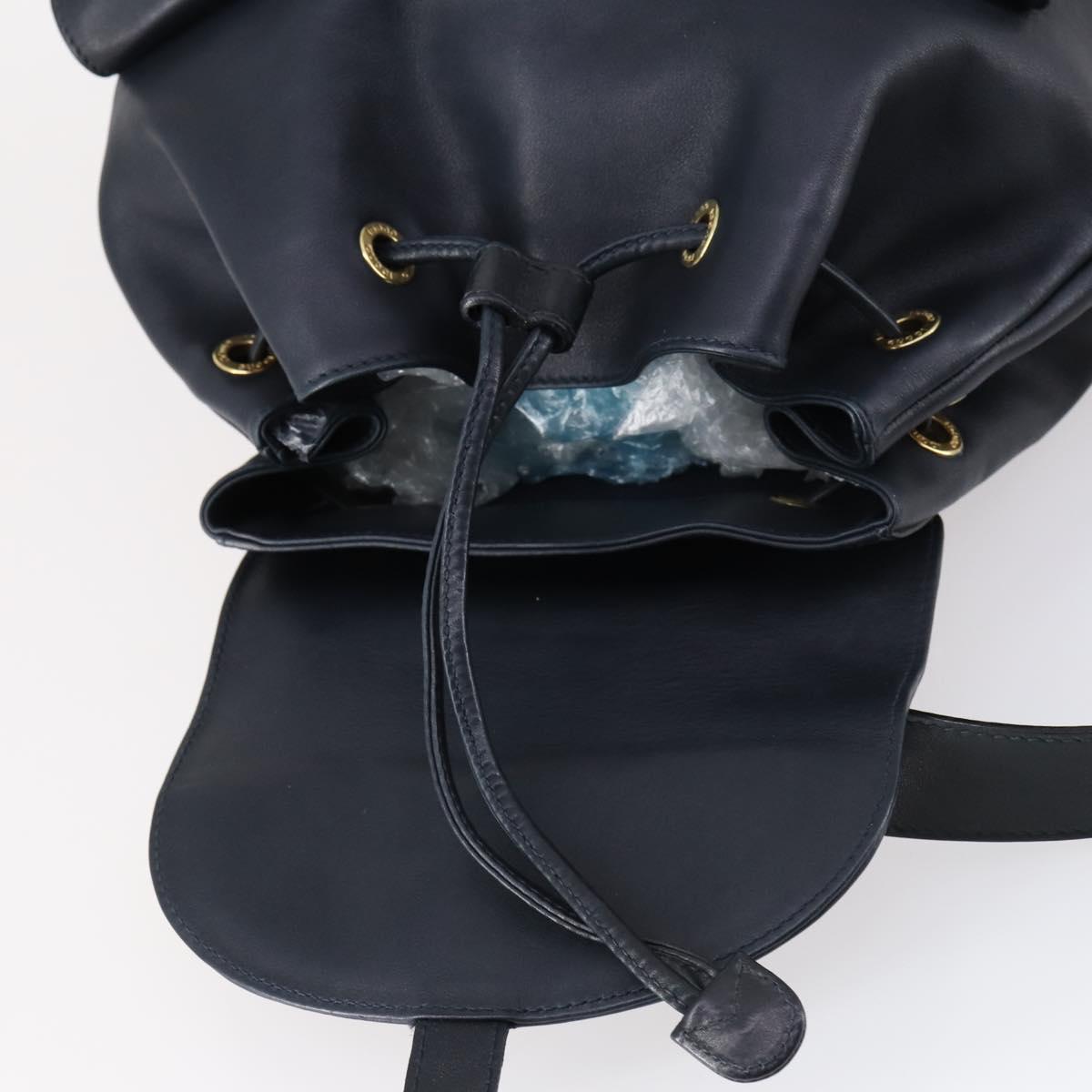 GUCCI Bamboo Backpack Leather Navy Gold 003 2058 0016 Auth kk564