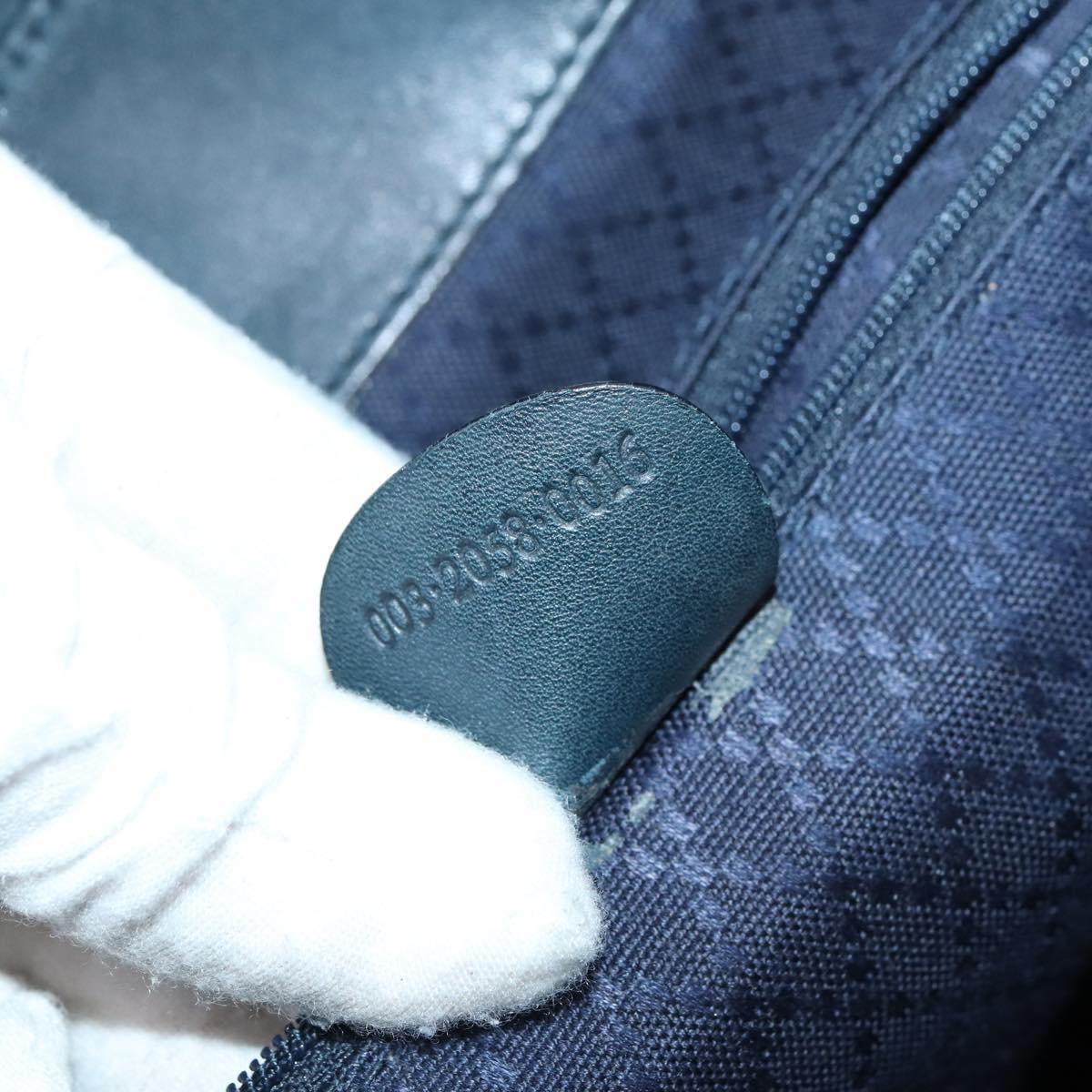 GUCCI Bamboo Backpack Leather Navy Gold 003 2058 0016 Auth kk564