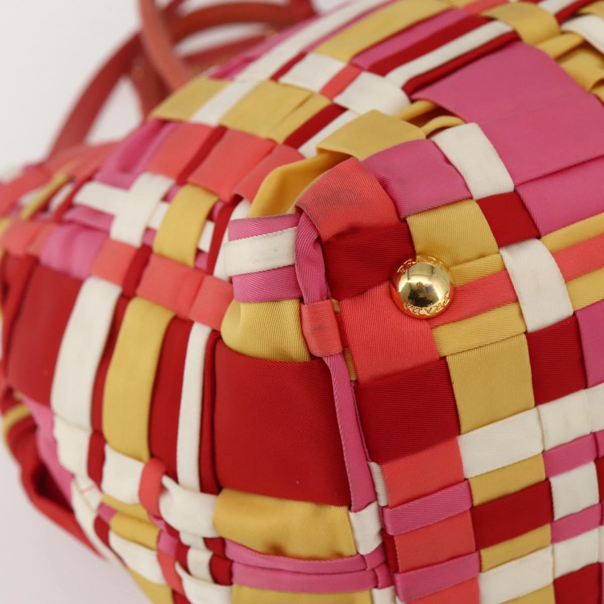 PRADA Hand Bag Nylon 2way Multicolor Gold Auth kk565