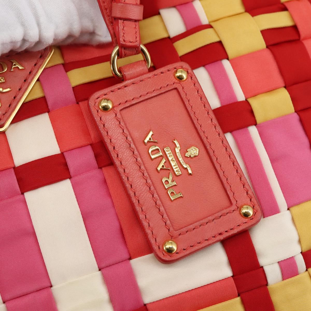 PRADA Hand Bag Nylon 2way Multicolor Gold Auth kk565