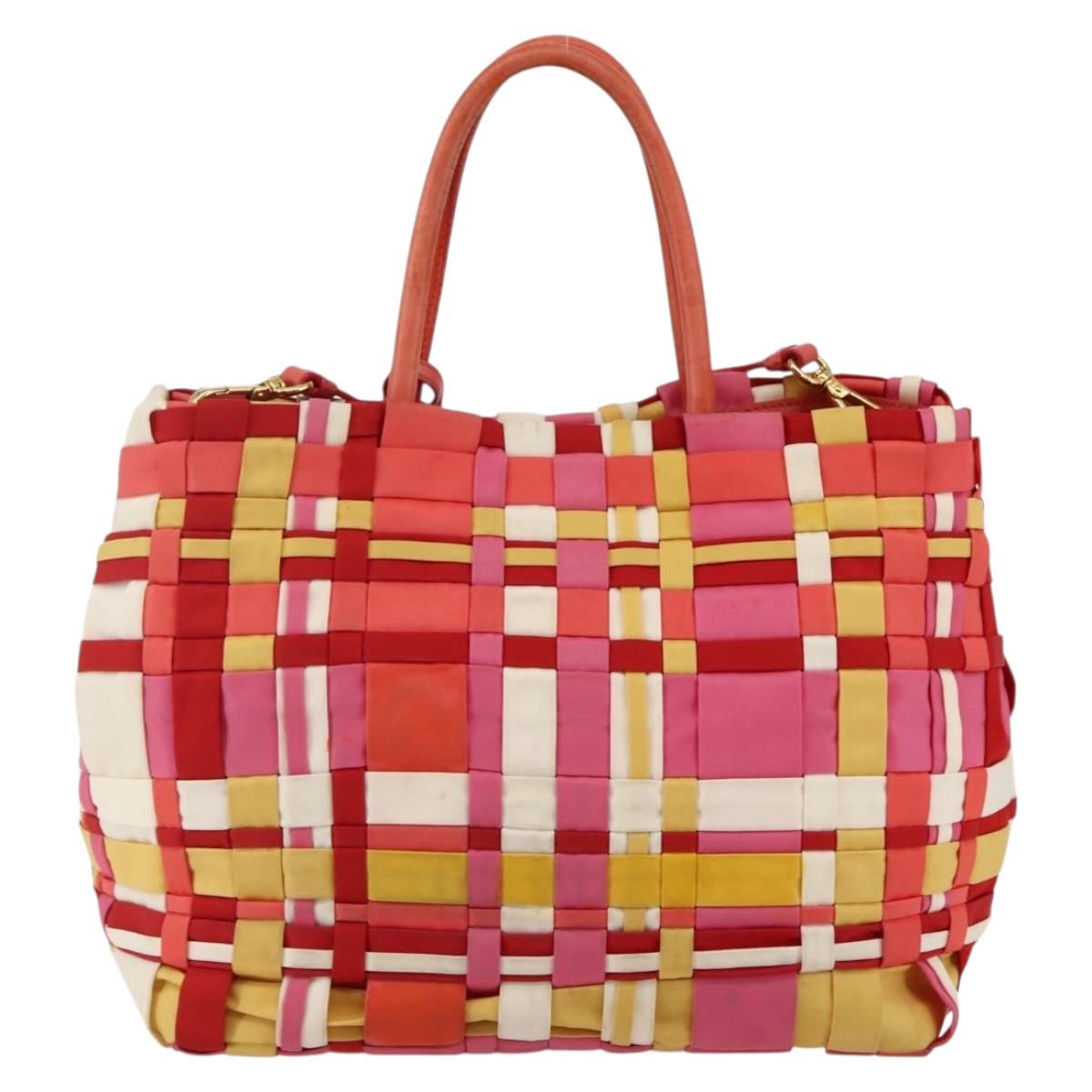 PRADA Hand Bag Nylon 2way Multicolor Gold Auth kk565