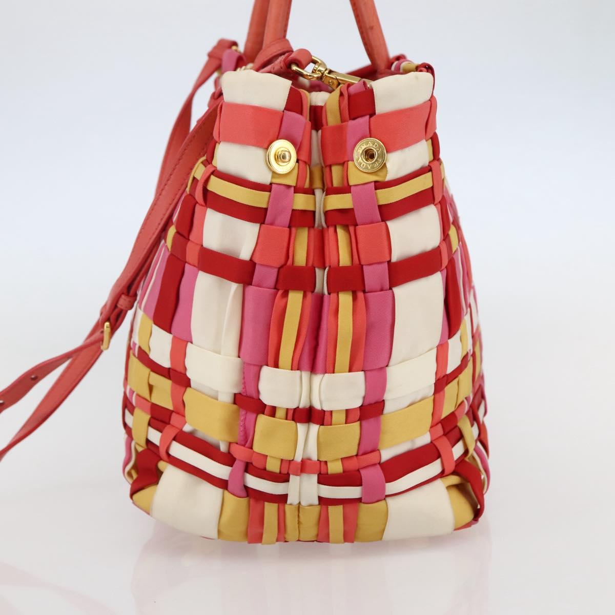 PRADA Hand Bag Nylon 2way Multicolor Gold Auth kk565