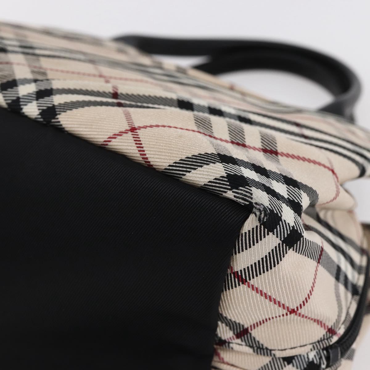 BURBERRY Nova Check Blue Label Hand Bag Nylon Gold Silver Auth kk569