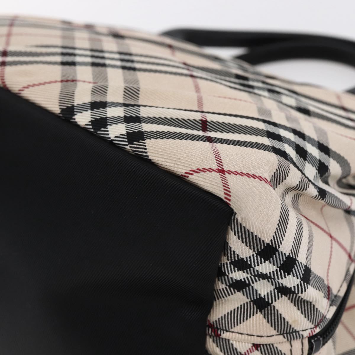 BURBERRY Nova Check Blue Label Hand Bag Nylon Gold Silver Auth kk569